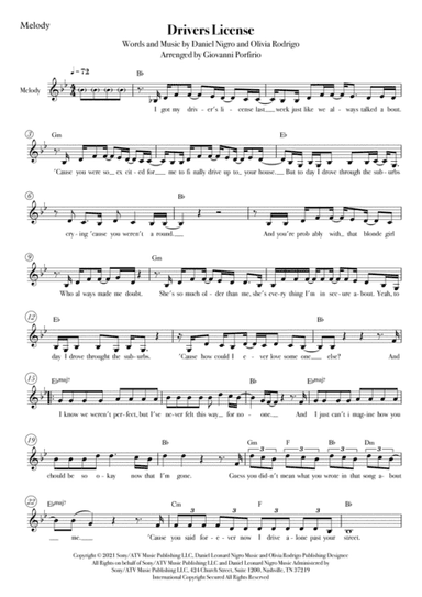Drivers License (arr. Giovanni Porfirio)