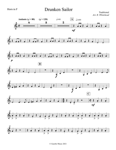 Drunken Sailor (arr. Robert Whitehead)