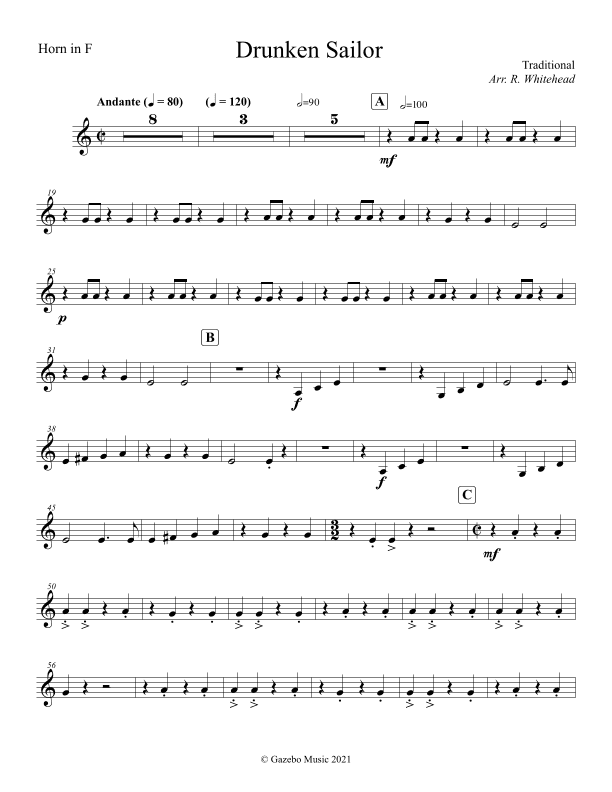 Drunken Sailor (arr. Robert Whitehead)
