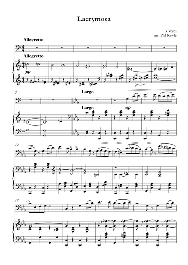 Lacrymosa from Requiem (Verdi) - Cello Solo (arr. Phil Rawle)