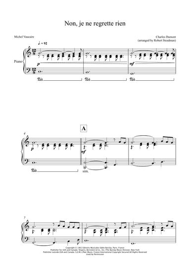 Non, Je Ne Regrette Rien (arr. Robert Steadman)