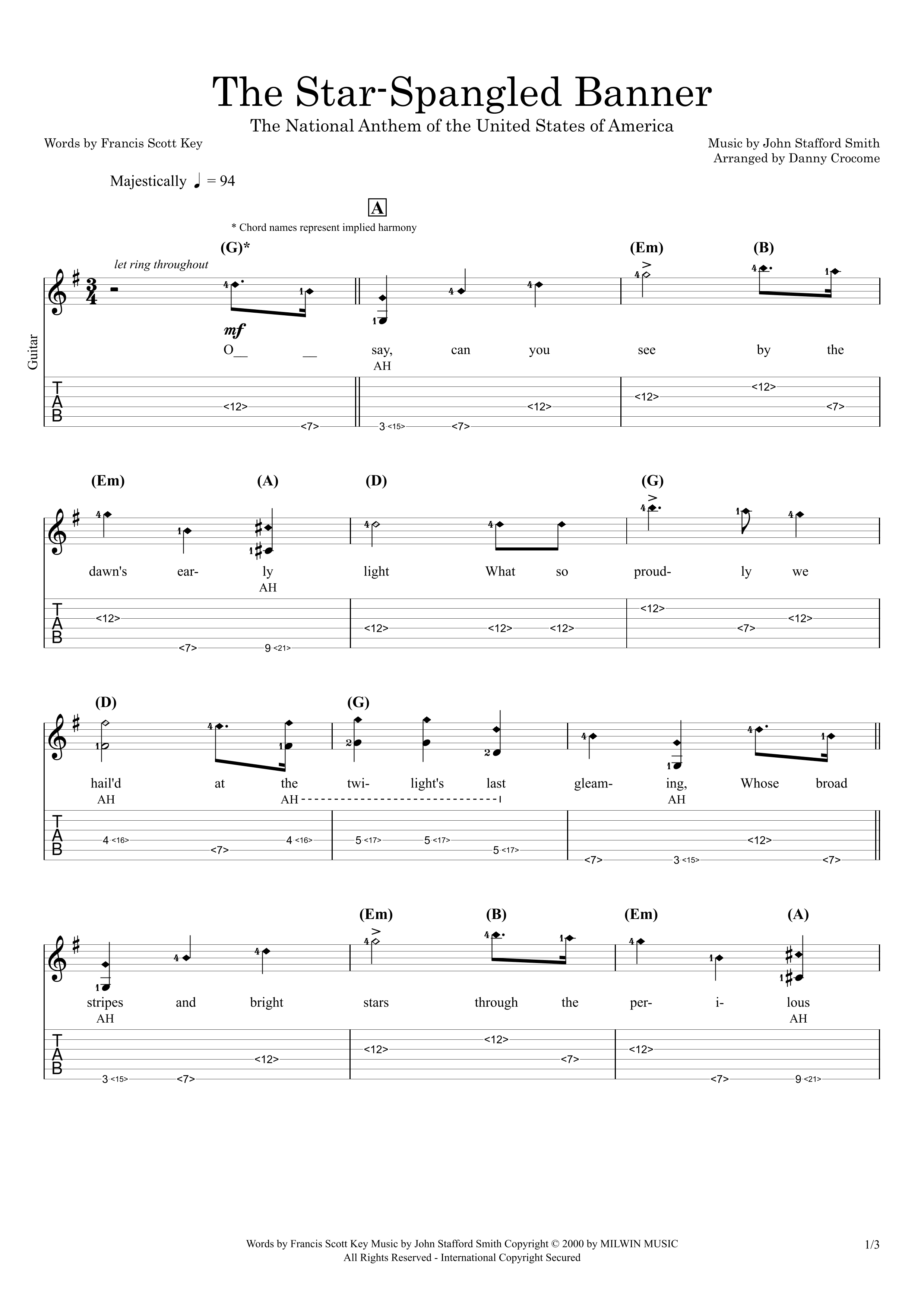 The Star-Spangled Banner (played with Harmonics) (arr. Danny Crocome)