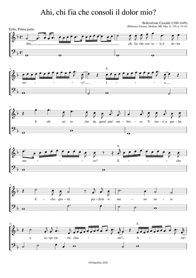 Ahi chi fia che consoli il dolor mio (arr. Early Music Scores)