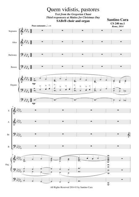 Quem vidistis pastores (Christmas) - SABrB and organ