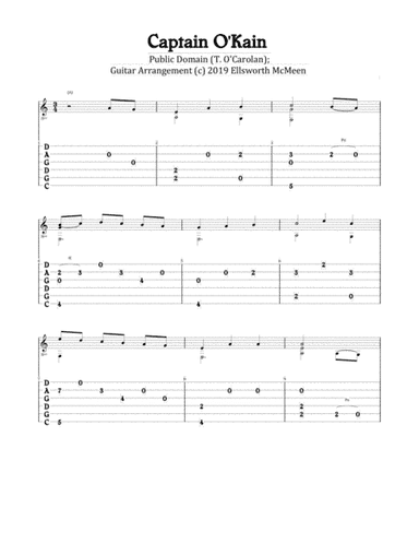 Captain O'Kain (For Fingerstyle Guitar Tuned CGDGAD) (arr. Ellsworth McMeen)