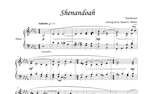 Shenandoah (arr. Sarah E Miller)