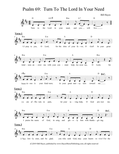 Psalm 69:  Turn To The Lord In Your Need