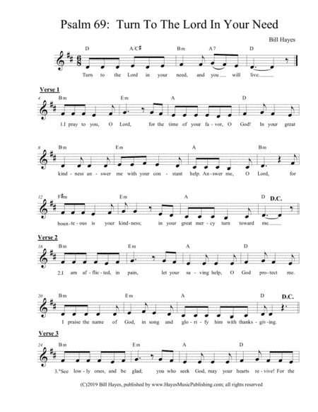 Psalm 69:  Turn To The Lord In Your Need
