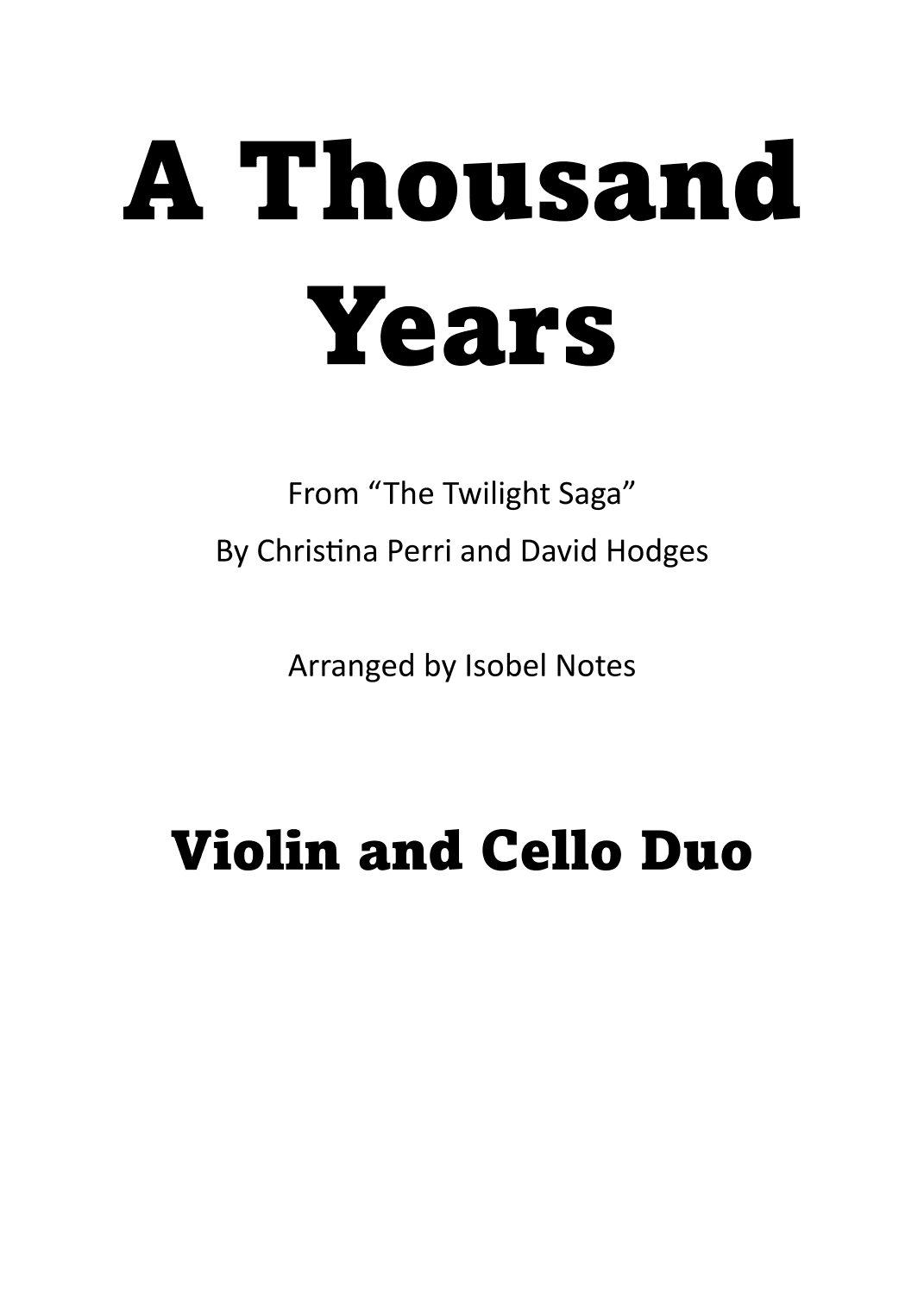 A Thousand Years (arr. Isobel Notes)