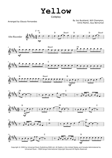 Yellow (arr. Glauco Fernandes)