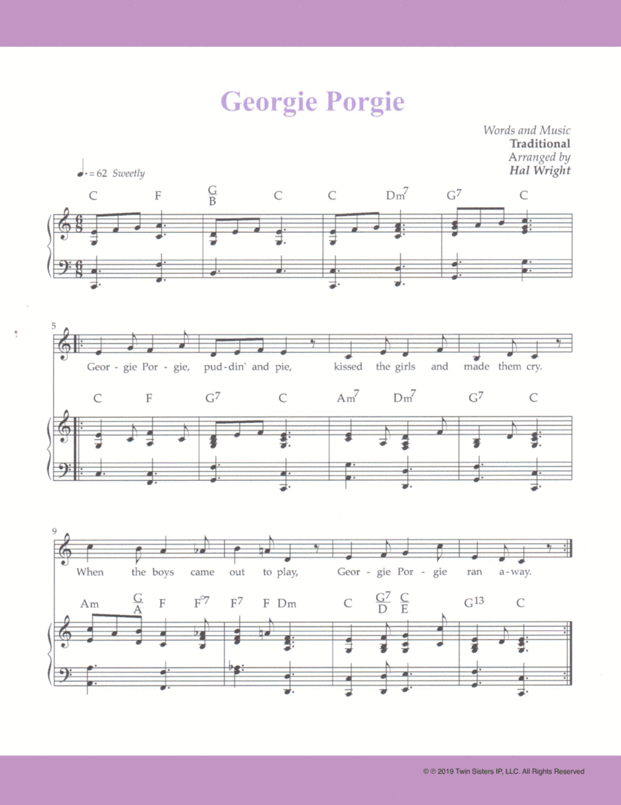 Georgie Porgie (arr. Twin Sisters IP, LLC.)