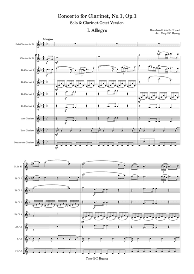 Concerto for Clarinet, No.1, Op.1, Solo Clarinet & Clarinet Octet Version (arr. Tony BC Huang)