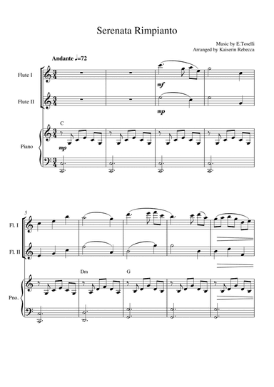 Serenata Rimpianto (Op.6 No.1) (for flute duet and piano accompaniment) (arr. Kaiserin Rebecca)