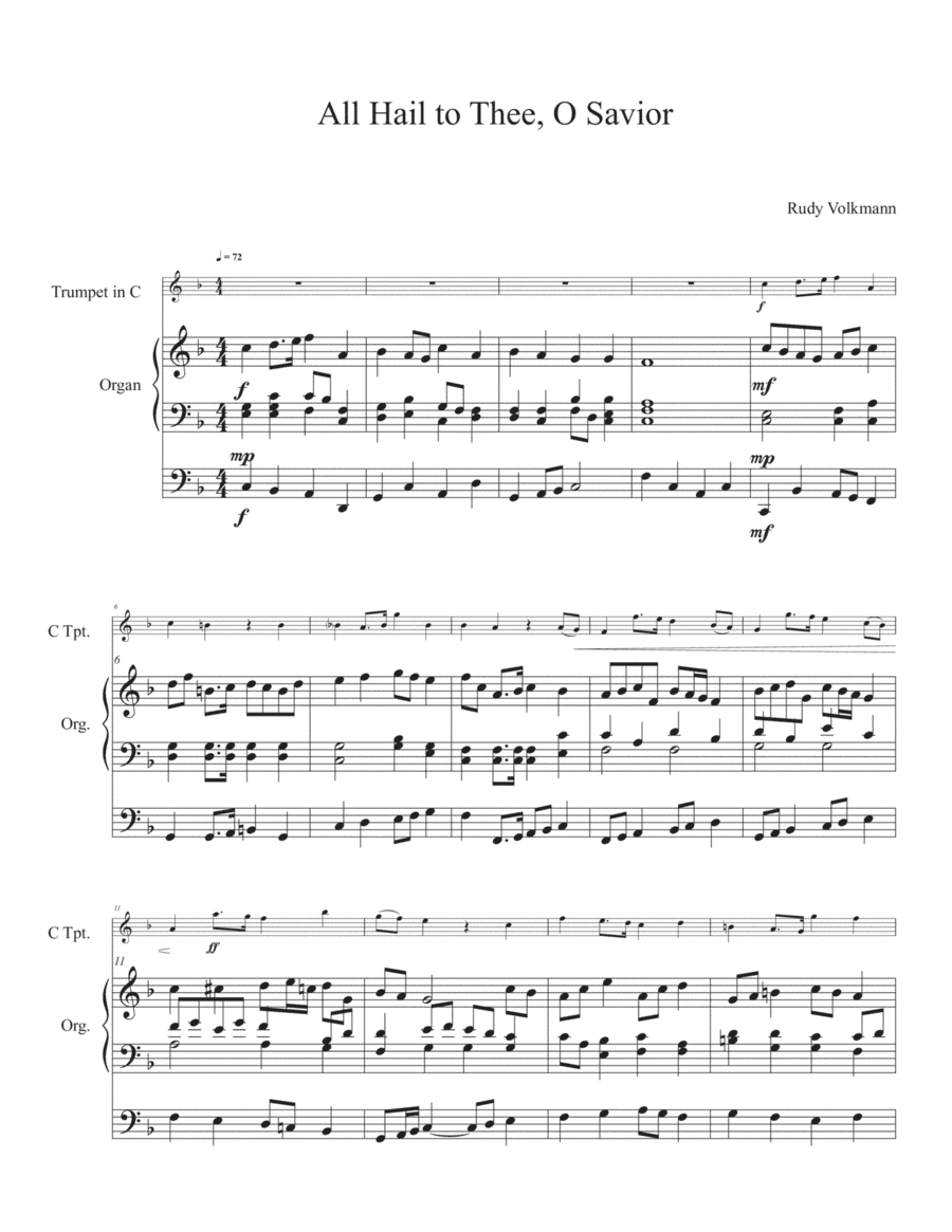 All Hail to Thee, O Savior - processional for C trumpet and Organ