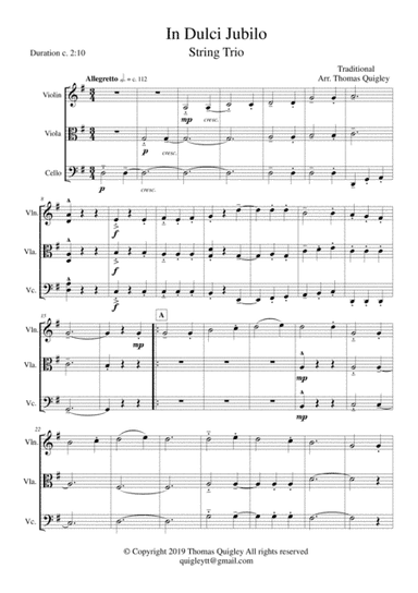 In Dulci Jubilo (arr. Thomas Quigley)