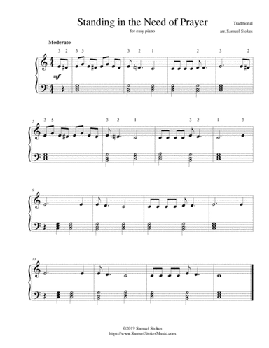 Standing in the Need of Prayer - for easy piano (arr. Samuel Stokes)