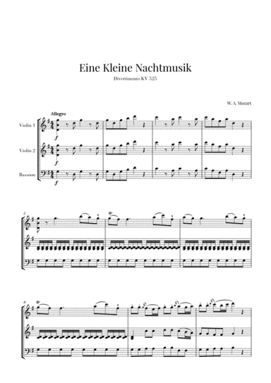 Eine Kleine Nachtmusik for 2 Violins and Bassoon (arr. Cadenza Editions)