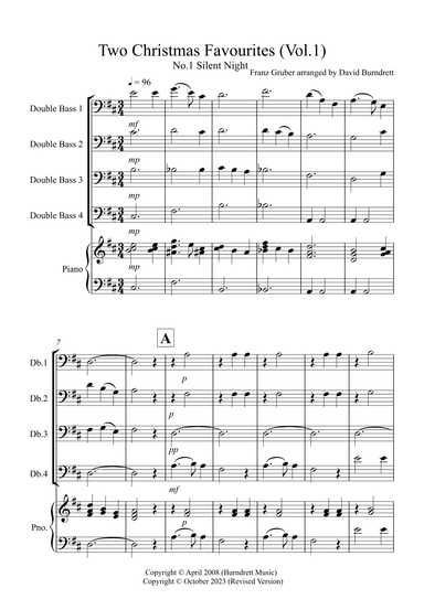 2 Christmas Favourites for Double Bass Quartet (volume one) (arr. David Burndrett)