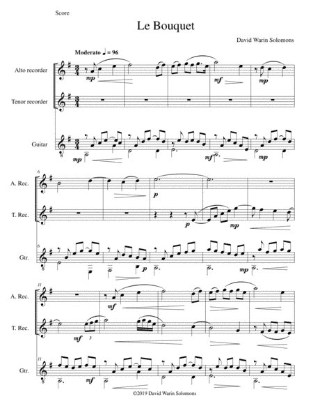Le bouquet for alto recorder, tenor recorder and guitar