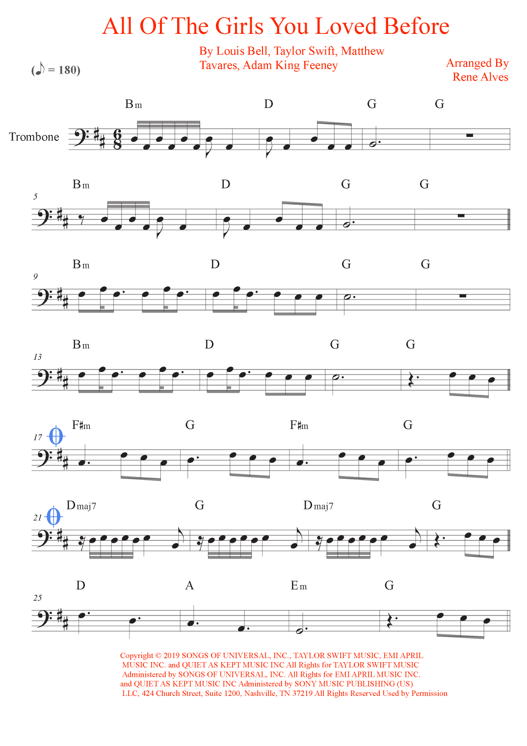 All Of The Girls You Loved Before (arr. Rene Alves)