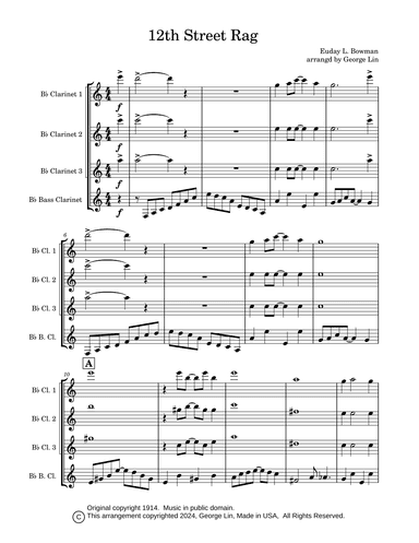 12th Street Rag (arr. George Lin)