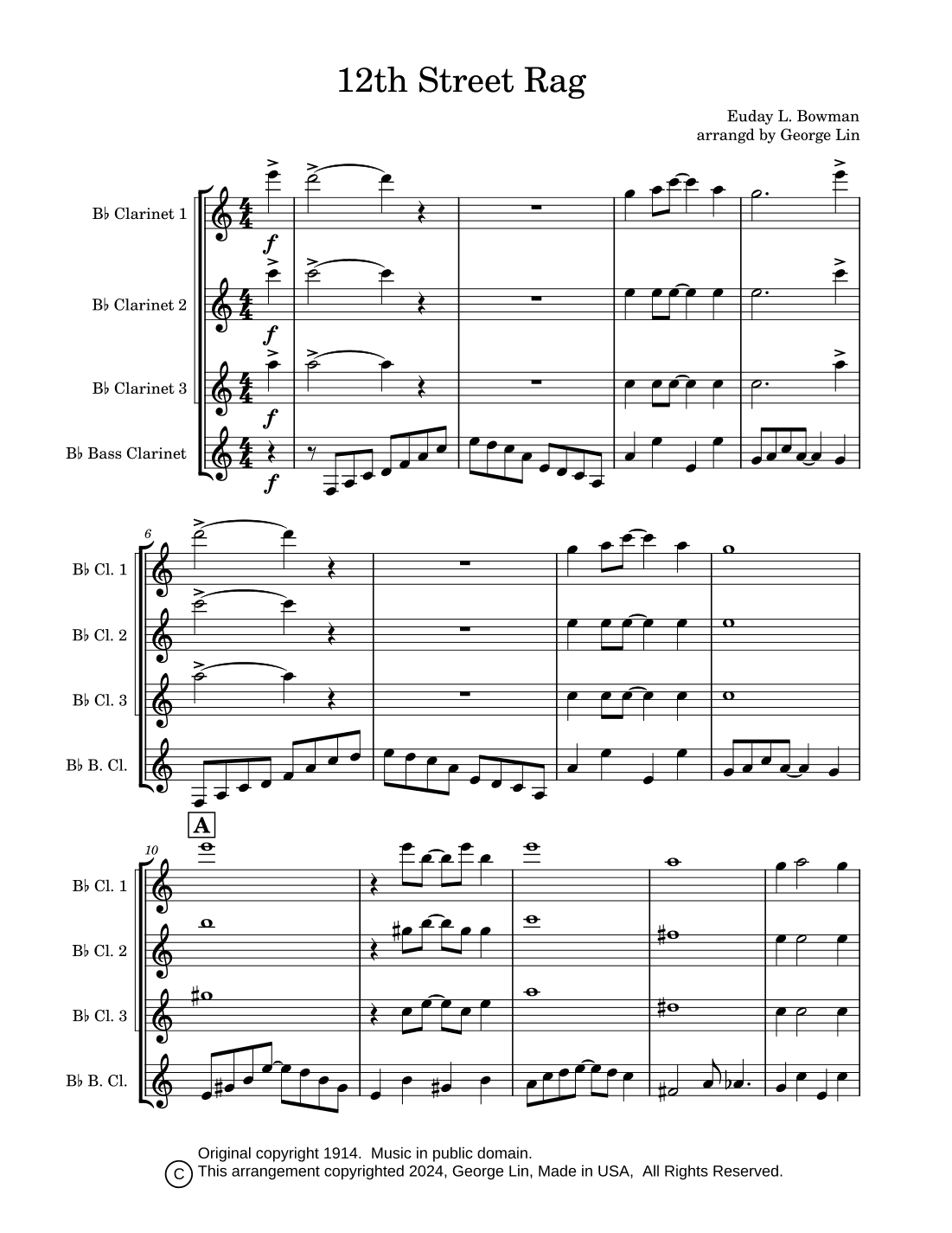 12th Street Rag (arr. George Lin)
