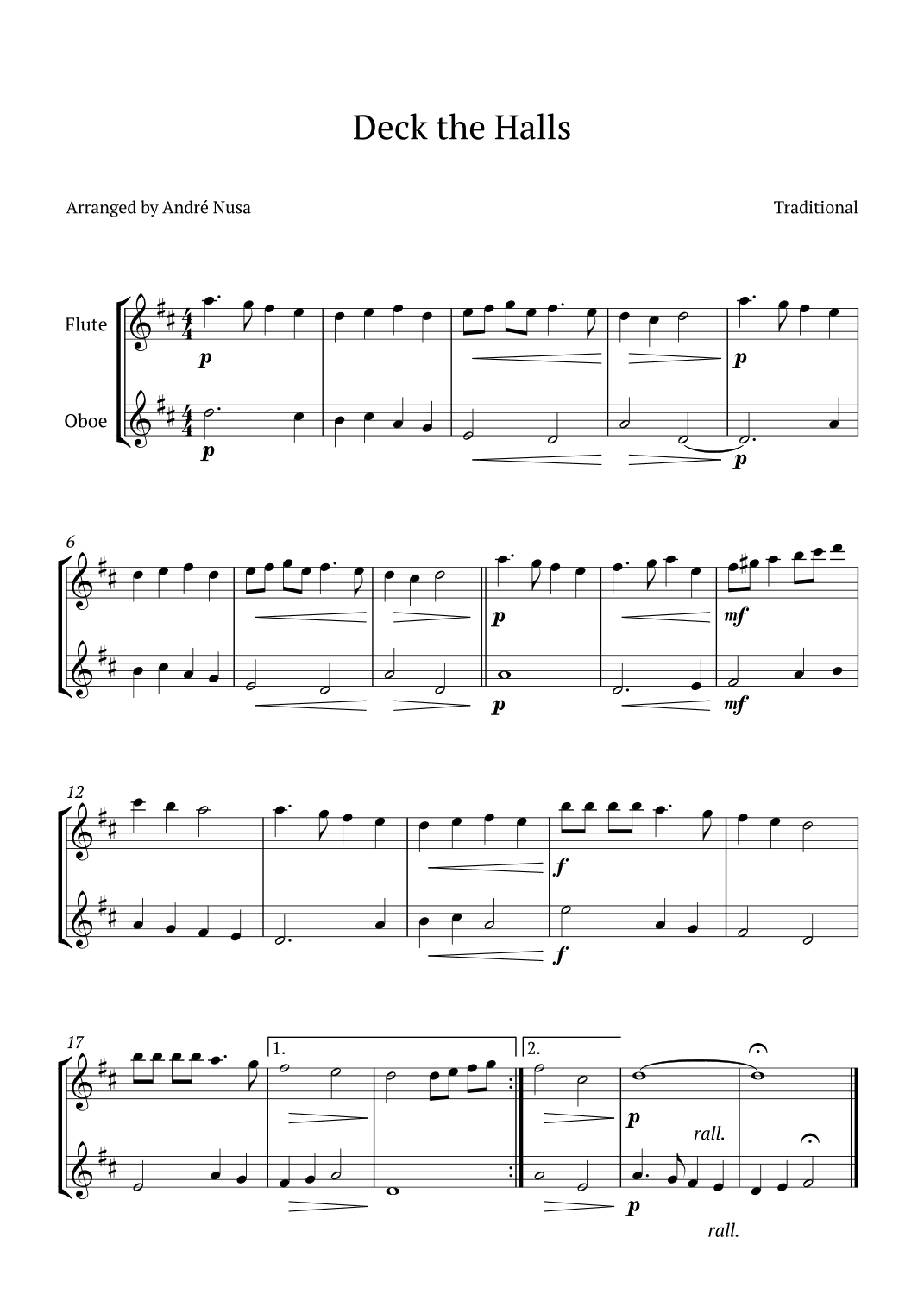 Deck the Halls (arr. André Nusa)