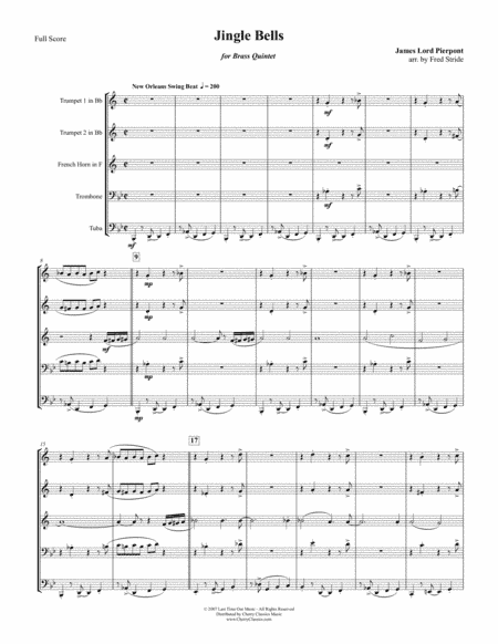 Jingle Bells Creole Style for Brass Quintet (arr. Stride, Fred)