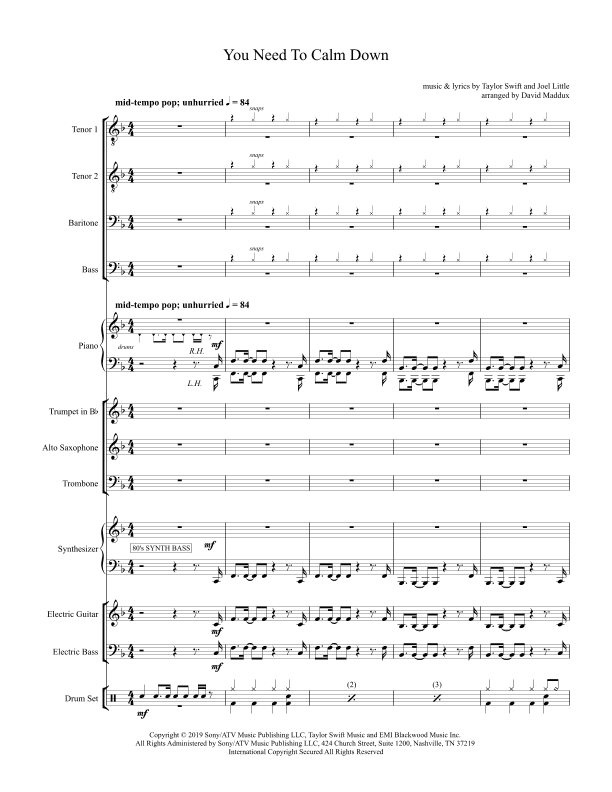 You Need To Calm Down (arr. David Maddux)