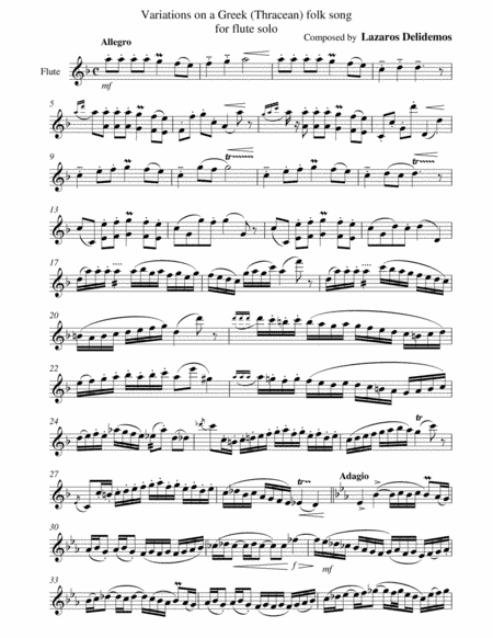 Variations on a Greek folk song for solo flute