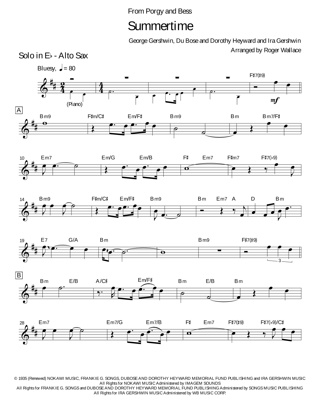 Summertime (arr. Roger Wallace)