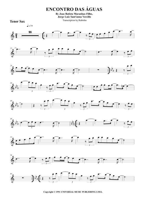 Encontro Das Aguas (arr. Rubinho)