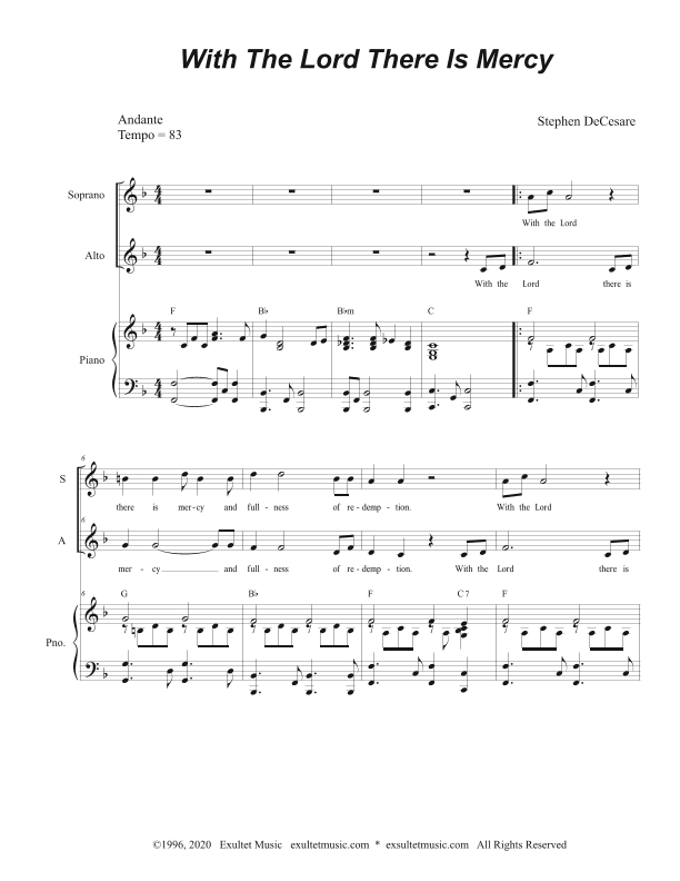 With The Lord There Is Mercy (Duet for Soprano and Alto Solo)