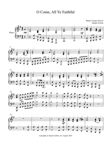 O Come, All Ye Faithful (piano part only) (arr. Sandra Zylstra)