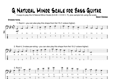 G Natural Minor Scale for Bass Guitar (4 Ways to Play)