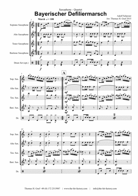 Bayerischer Defiliermarsch - German March - Oktoberfest - Saxophone Quartet (arr. Thomas H. Graf)