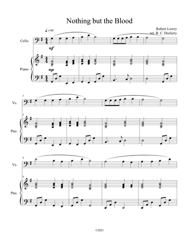 Nothing but the Blood (cello solo) with optional piano accompaniment (arr. B. C. Dockery)