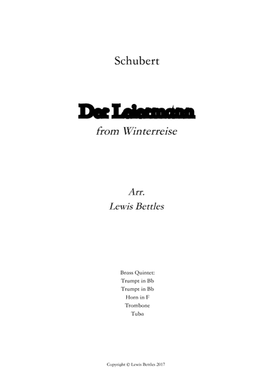 "Der Leiremann" (from "Winterreise") (arr. Lewis Bettles)