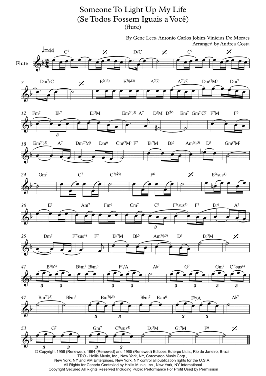 Someone To Light Up My Life (se Todos Fossem Iguais A Voce) (arr. Andrea Costa)