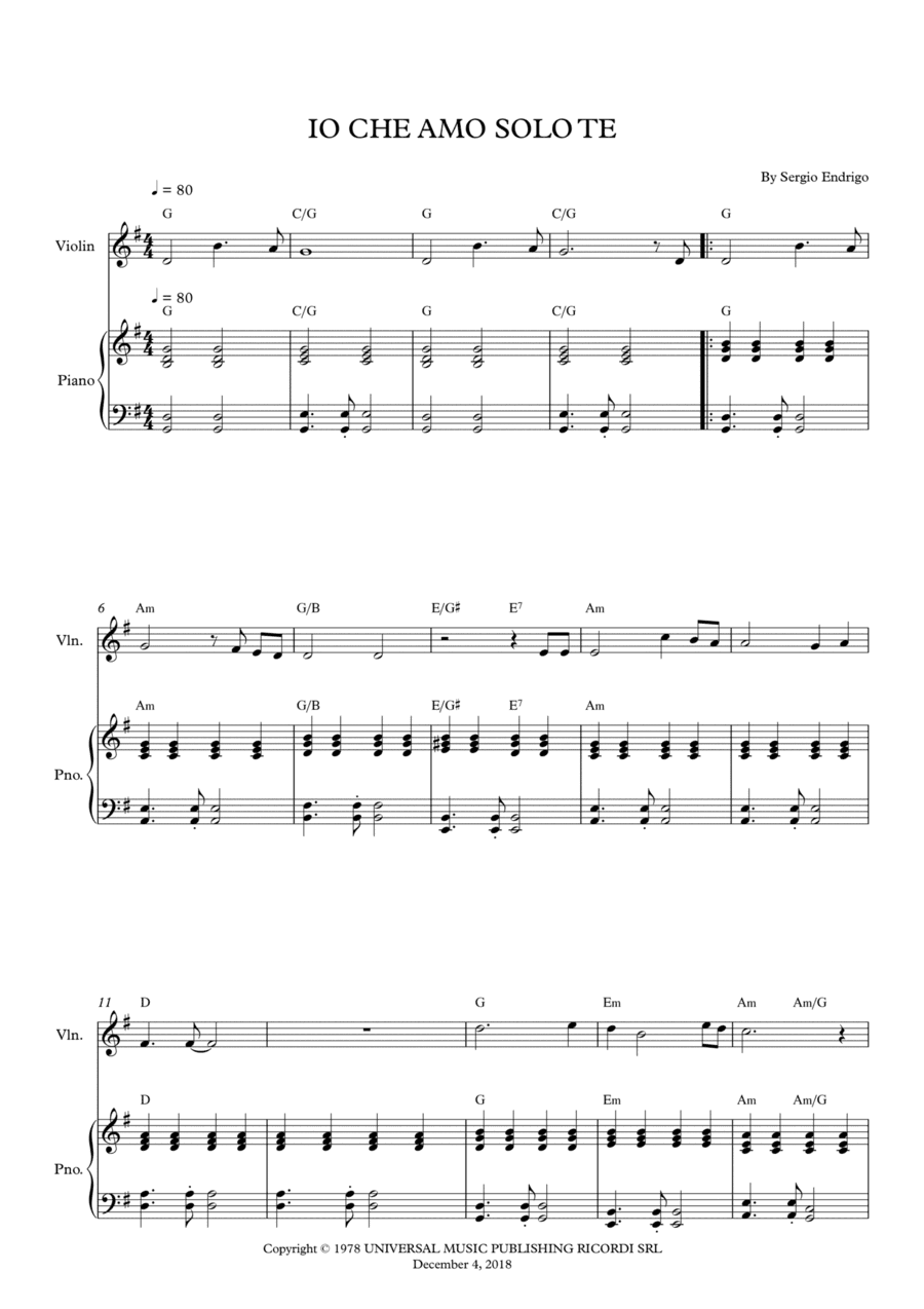 Io Che Amo Solo Te (arr. Wesley S. SIlva)