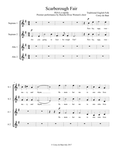 Scarborough Fair (arr. Corey de Baat)
