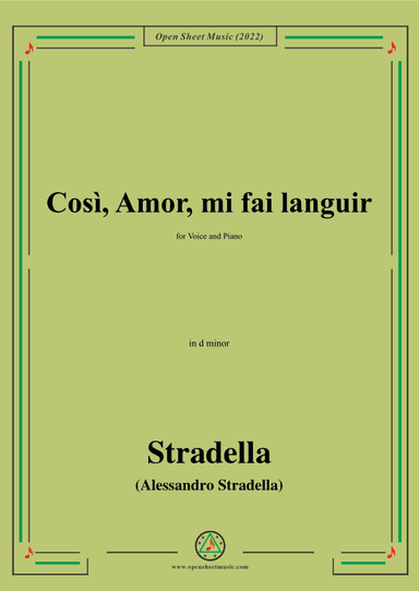 Stradella-Così,Amor,mi fai languir,in d minor (arr. OSM Press)