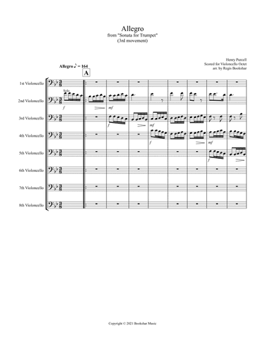 Allegro (from "Sonata for Trumpet") (Bb) (Violoncello Octet) (arr. Regis Bookshar)