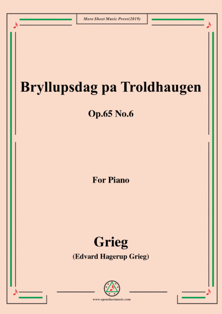 Grieg-Bryllupsdag pa Troldhaugen Op.65 No.6,for Piano (arr. MSM)