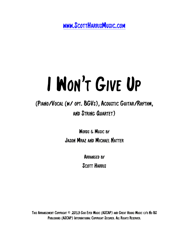 I Won't Give Up (arr. Scott Harris)