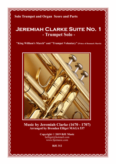 Jeremiah Clarke Suite No. 1 - Solo Trumpet and Organ Score and Parts PDF (arr. Brendan Elliget MAGA 537)