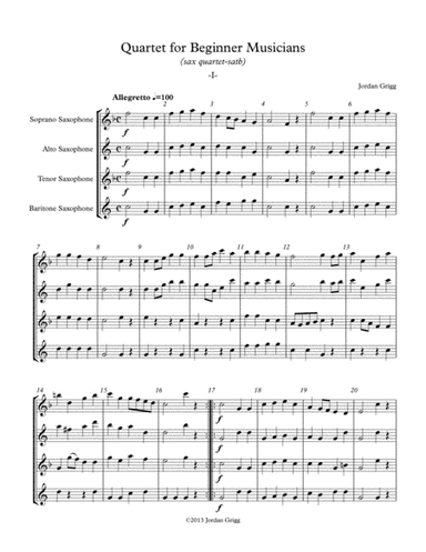 Quartet for Beginner Musicians (sax quartet satb)