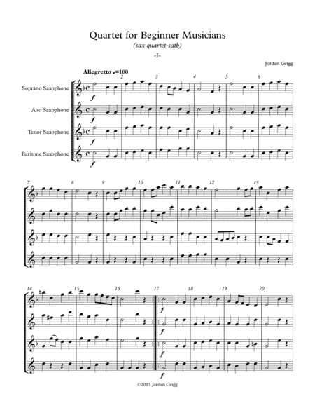 Quartet for Beginner Musicians (sax quartet satb)