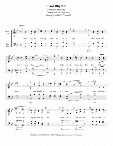 I Got Rhythm - TTBB a cappella (arr. Bob O'Connell)