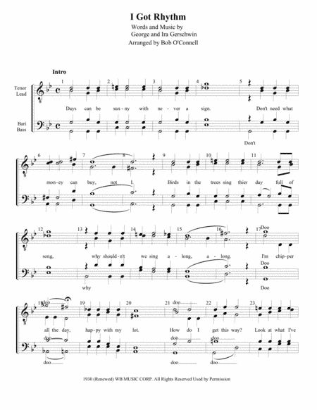 I Got Rhythm - TTBB a cappella (arr. Bob O'Connell)